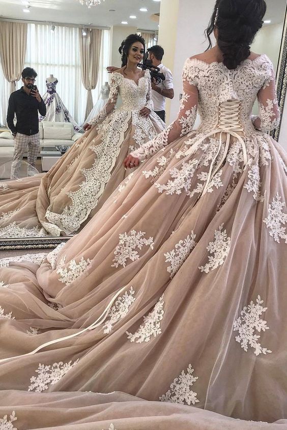 champagne bridal dress